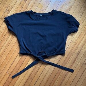 Black Tie-Front Women's Top